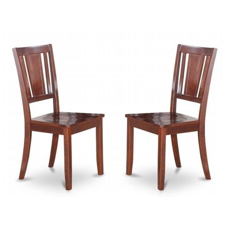 EAST WEST FURNITURE East West Furniture DUC-MAH-W Dupley Dining Chair with Wood Seat in Mahogany Finish Pack of 2 DUC-MAH-W